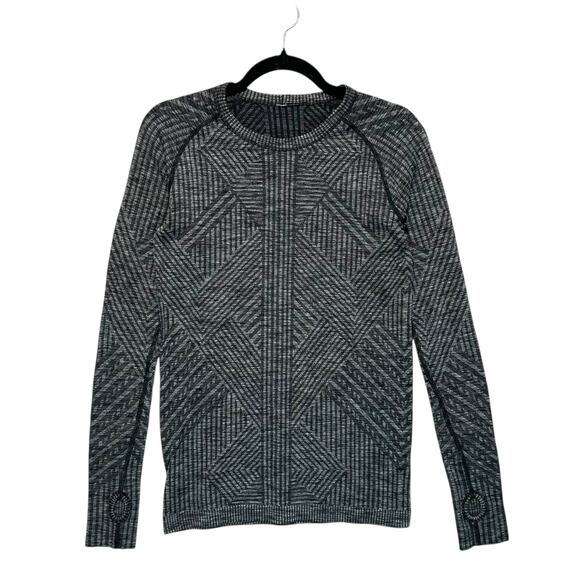 Lululemon Rest Less Pullover Women's Sz 4 Heathered Black Long Sleeve Striped - Picture 1 of 5